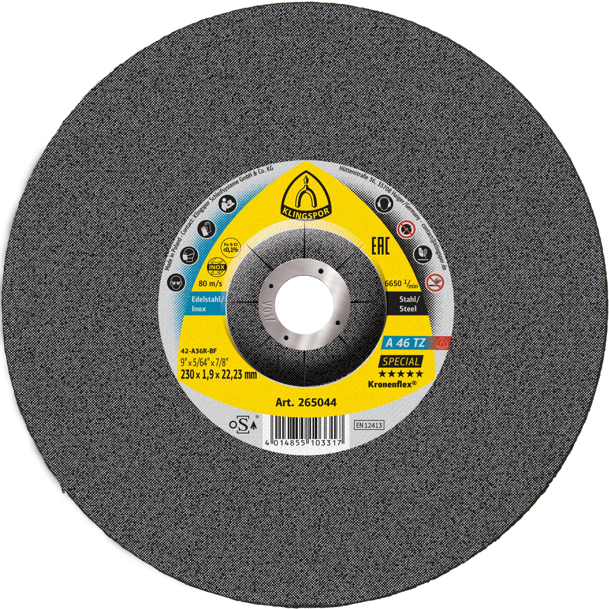 A 46 TZ Trennscheiben, 230 x 1,9 x 22,23 mm gekröpft