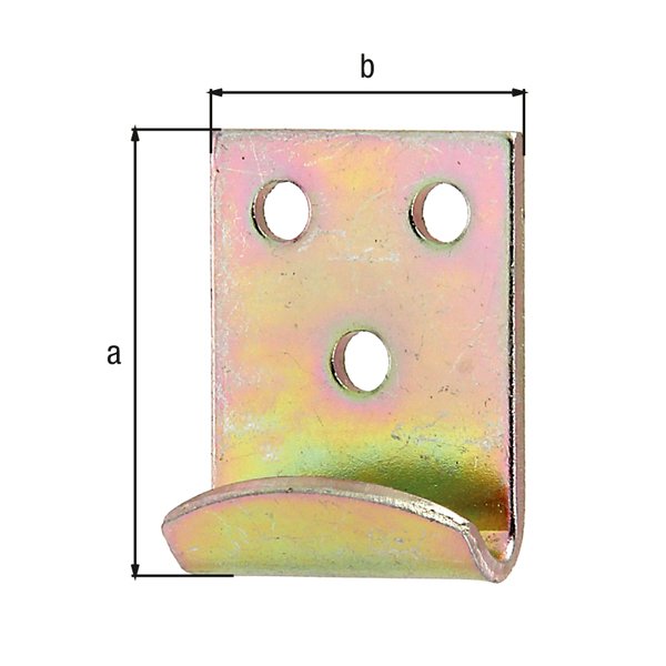 Schließhaken für Kistenverschlüsse, gerade, galv. gelb verzinkt, BxL 25x34 mm