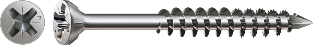 ABC Spax-Glasleistenschrauben A2 Senkkopf, Kreuzschlitz  3,5 x 40/23 mit Fräsrippen, SPAX CUT-Spitze, Teilgew