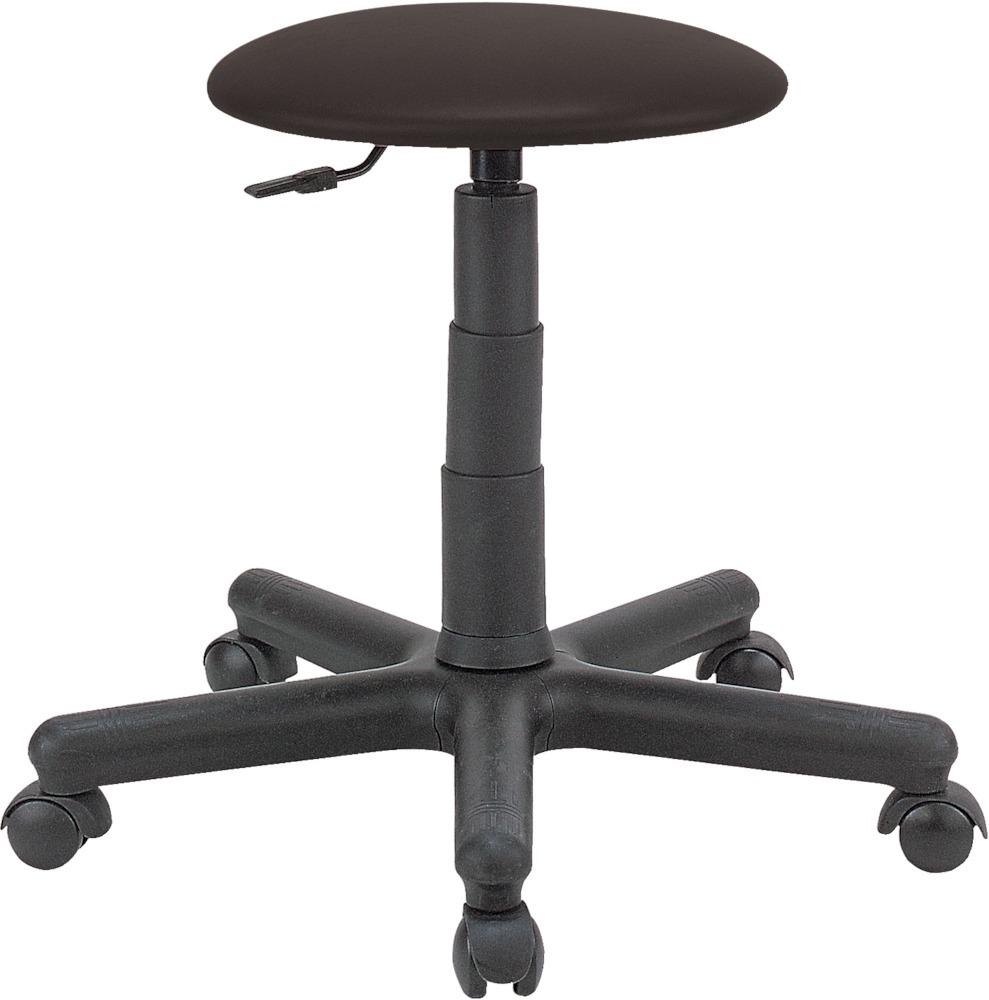 Drehhocker Goliath Kunstledersitz schwarz Sitzhöhe 395-530 mm mit Rollen