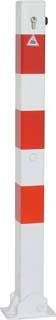 Absperrpfosten rot/weiß H900xB70xT70 mm umlegbar mit Profilzylinder zum Aufdübeln Schake