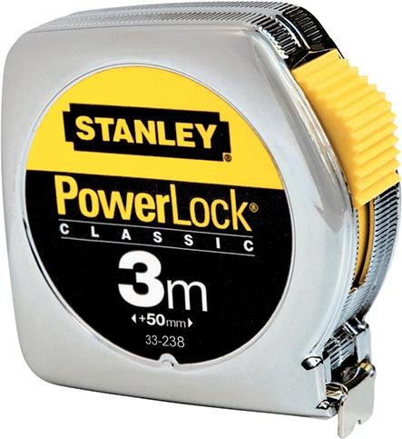 Taschenbandmaß Powerlock 3mx12,7mm gelb Metallgehäuse Stanley