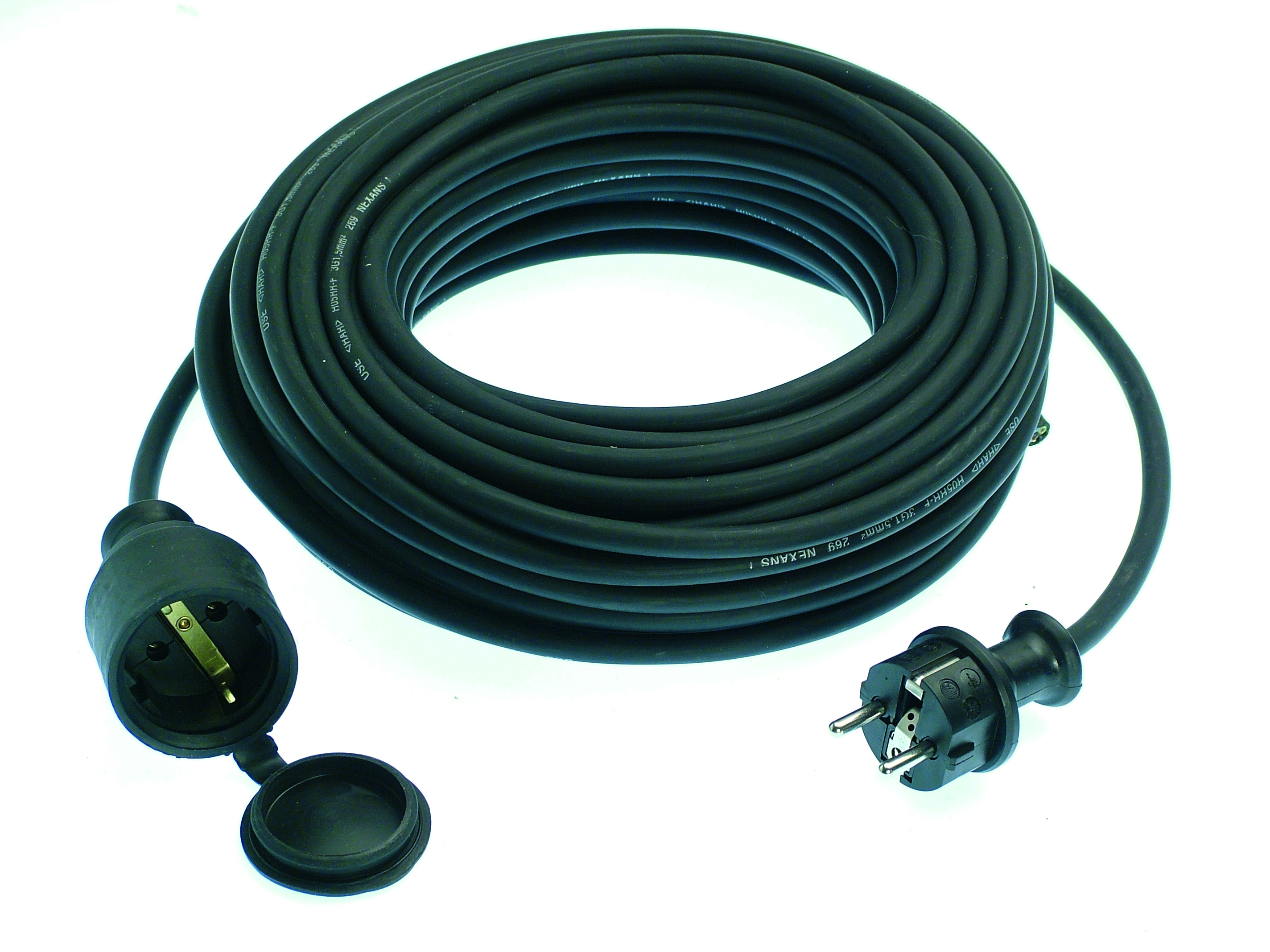 Gummi-Verlängerungsleitung 10m, sw