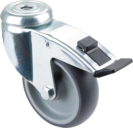 BS ROLLEN Lenkrolle C121-.A80.102 mit Totalfestst-eller mit Rückenloch ø100B 32mm 100kg Gummi